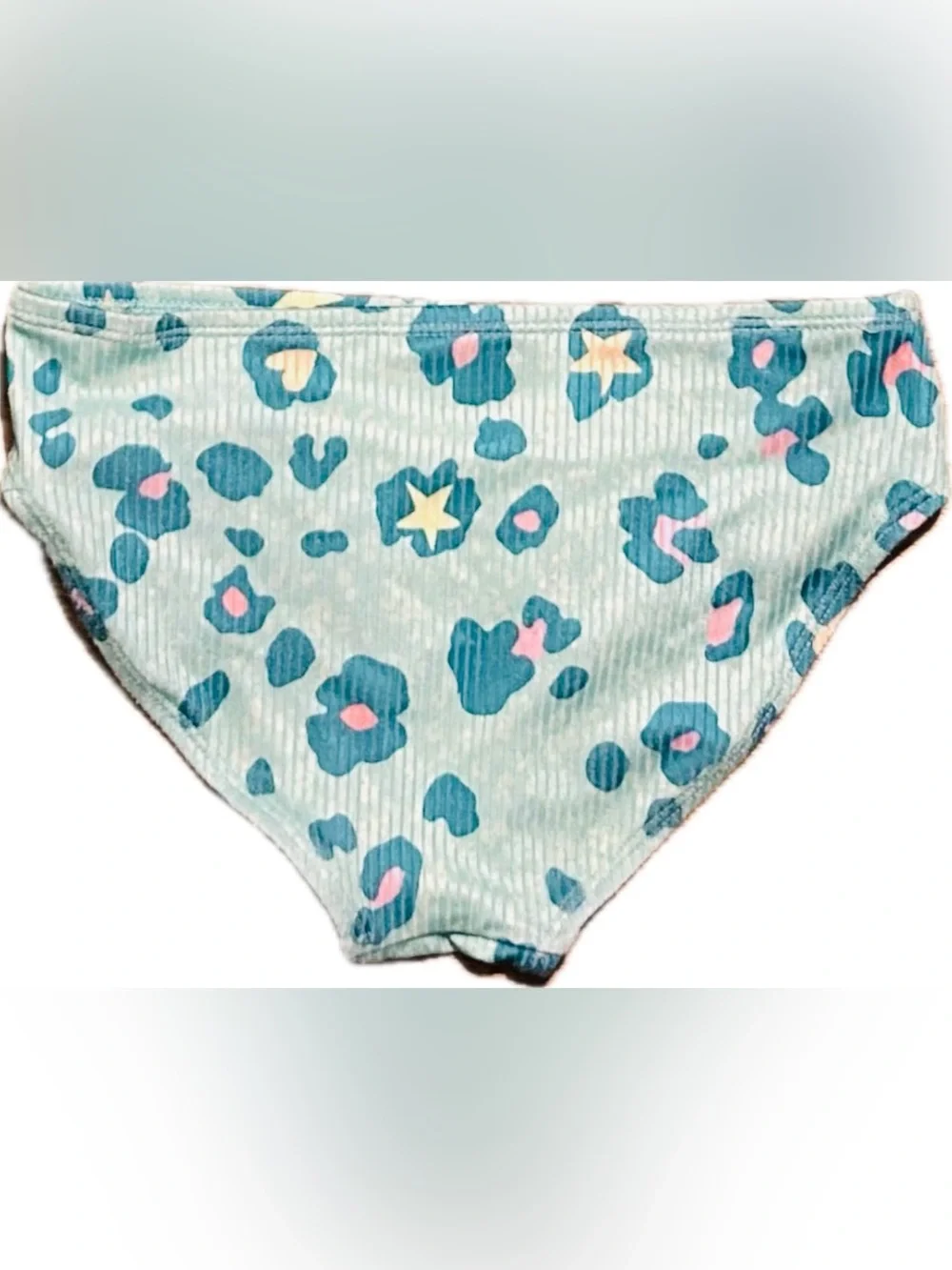 Like New Cat & Jack Girls 8 Medium Teal Leopard Print Swim Bottoms